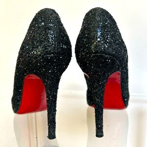Christian Louboutin Leather Glitter Accent Pumps